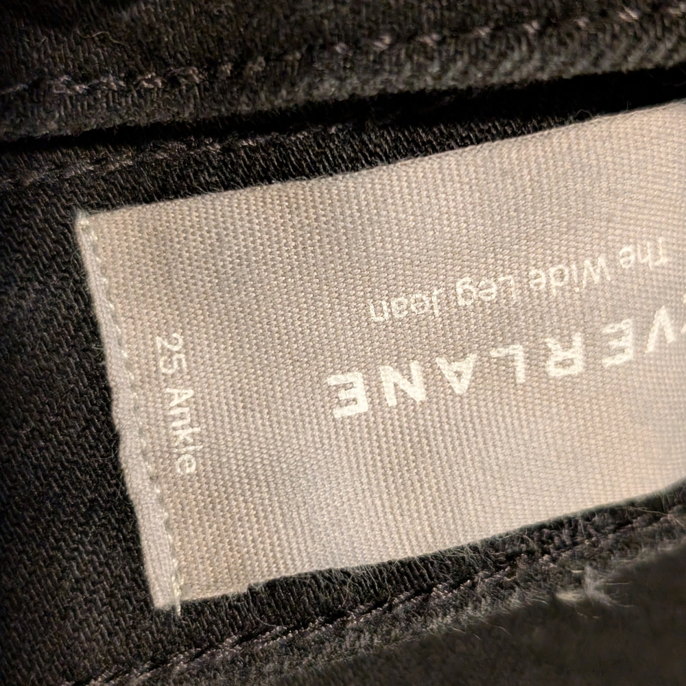 Everlane Wide Leg Black Y2k Jeans with 5 Button Fly Size 25 - Picture 3 of 7